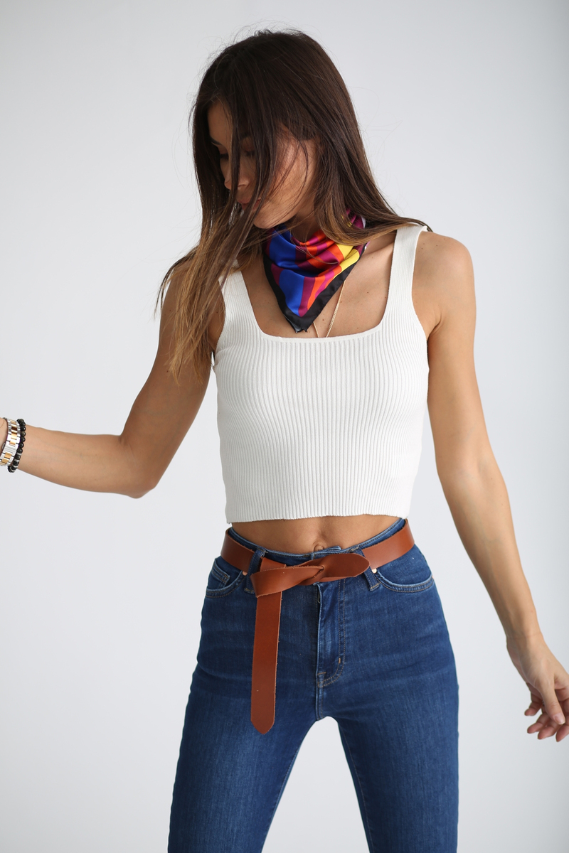 Ekru Kalın Askılı Fitilli Crop 11204