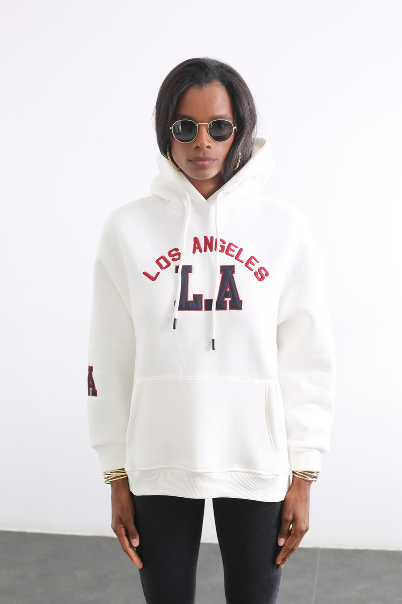 Ekru Kanguru Cepli Sweatshirt 13759