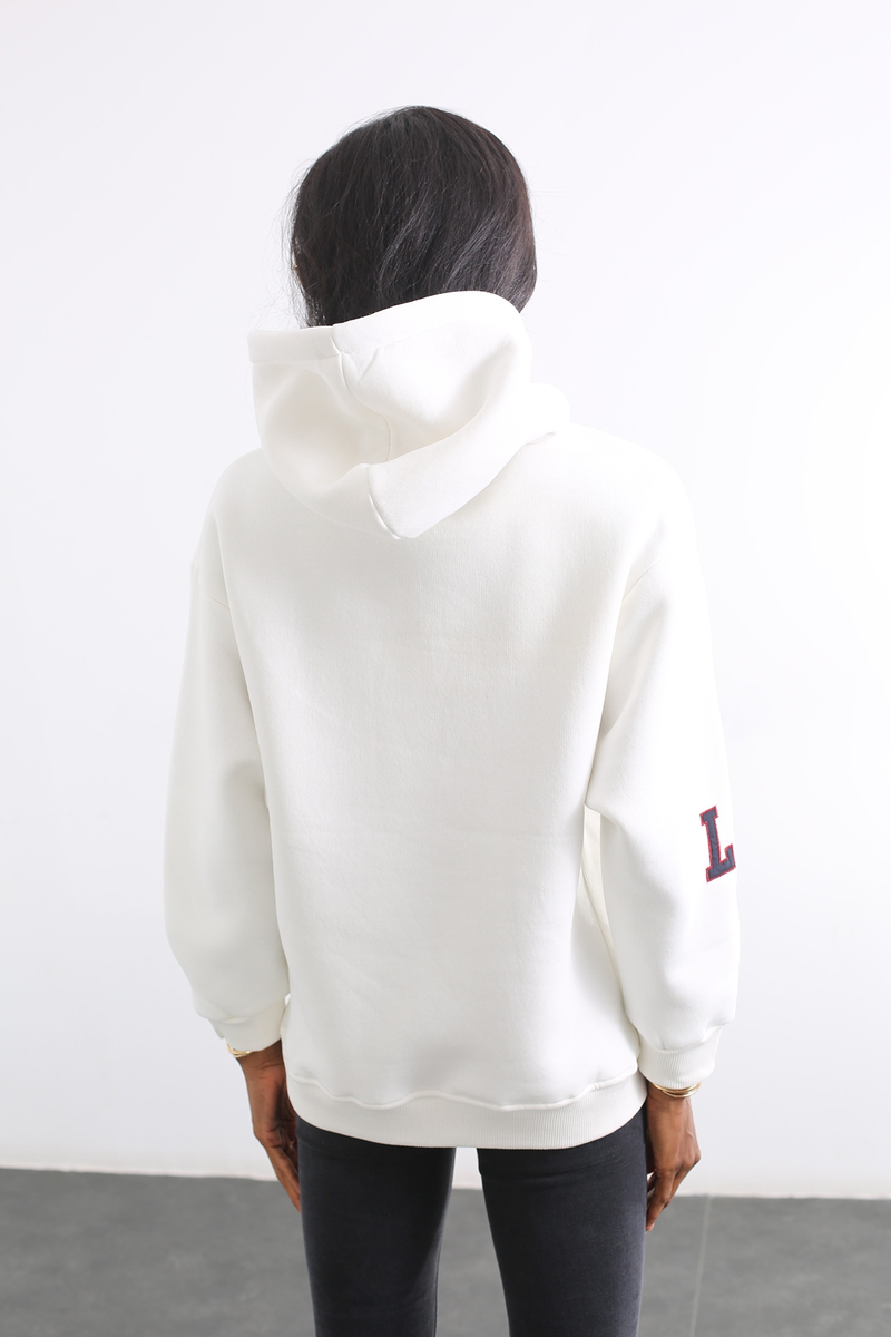 Ekru Kanguru Cepli Sweatshirt 13759
