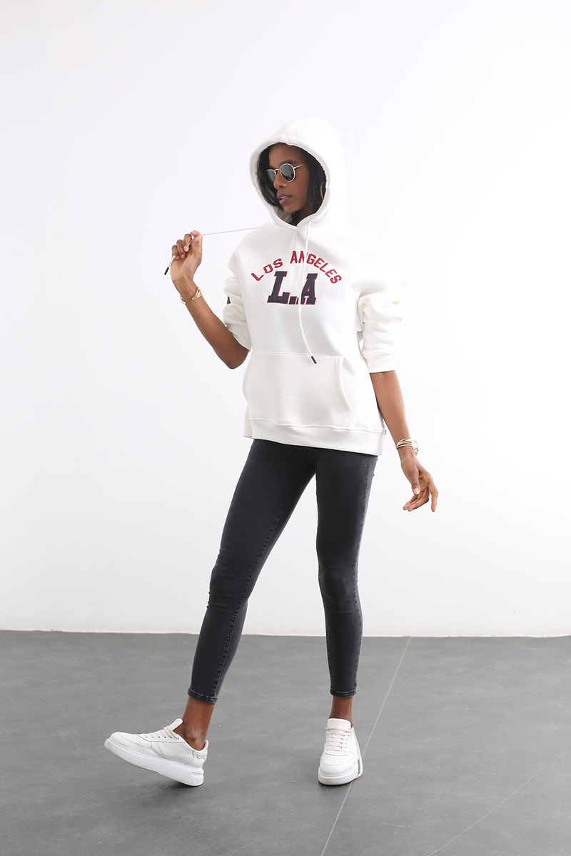 Ekru Kanguru Cepli Sweatshirt 13759