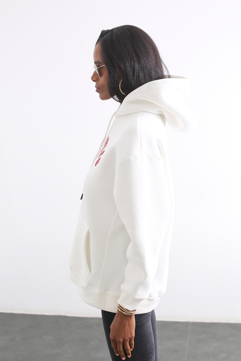Ekru Kanguru Cepli Sweatshirt 13759