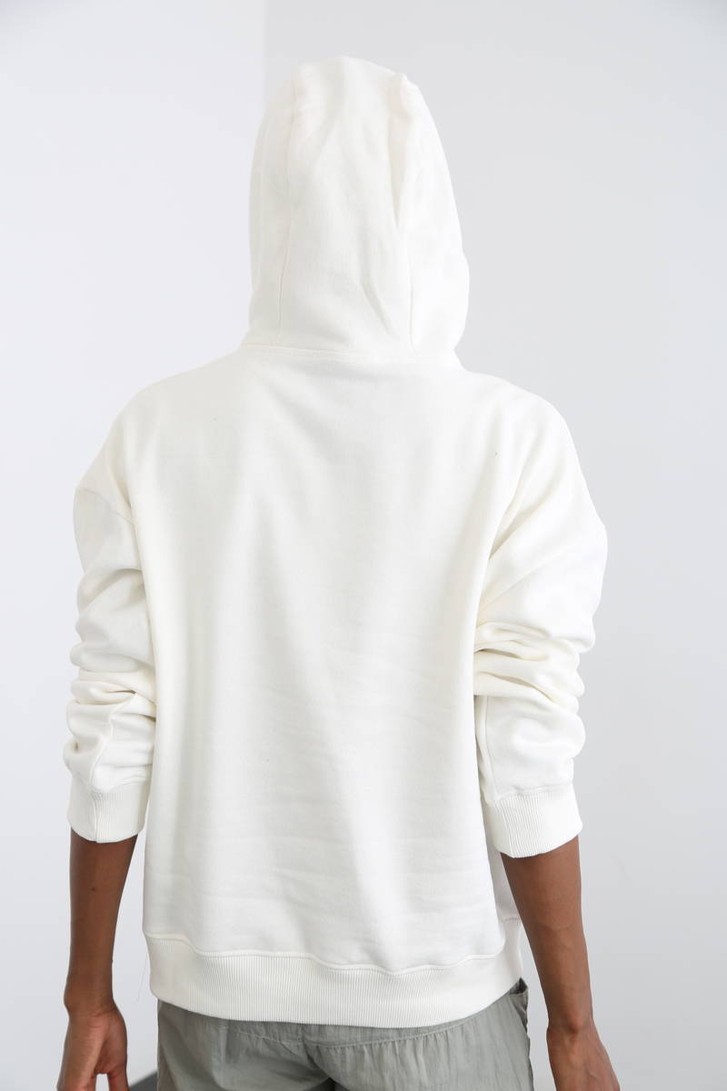 Ekru Kapşonlu Sweatshirt 