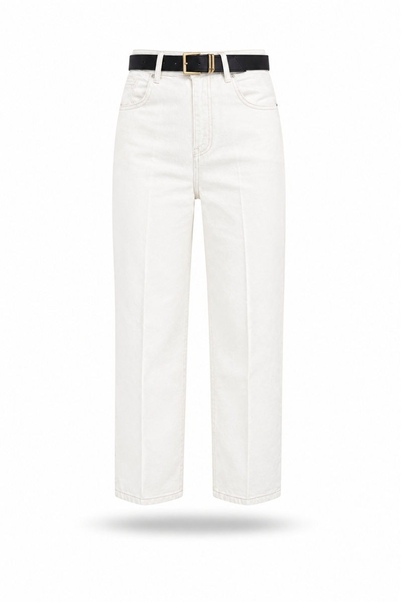 Ekru Kemerli Baggy Jean 3010