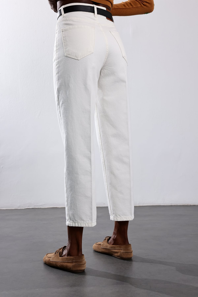 Ekru Kemerli Baggy Jean 3010