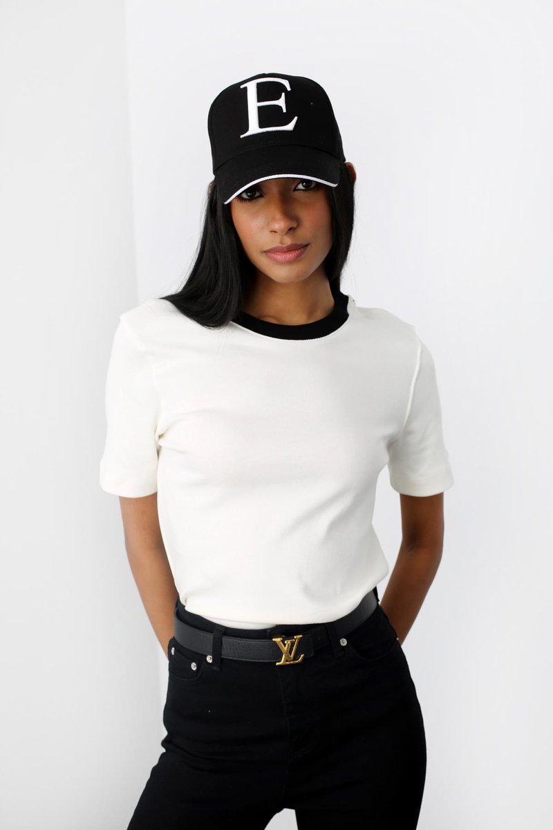 Ekru Kontrast Basic Tshirt 