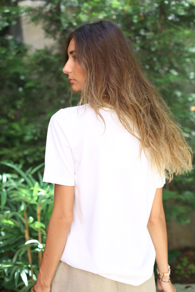 Ekru Organik V Yaka Tshirt