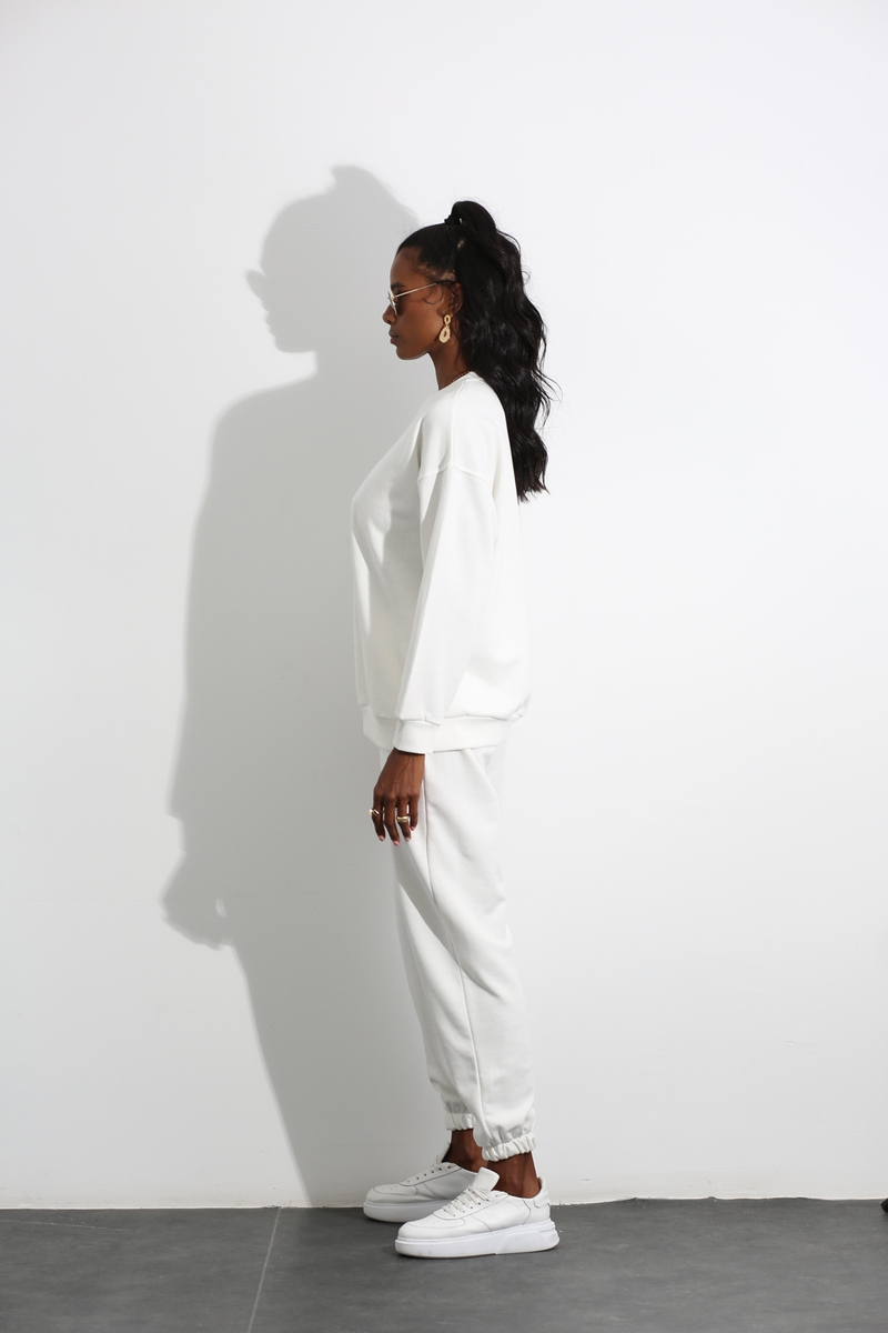 Ekru Oversize Sweat Takım 3818