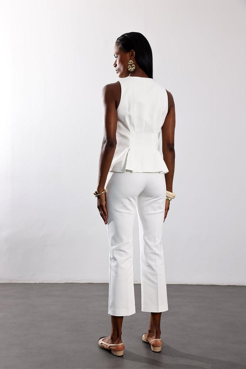 Ekru Peplum Yelek Pantolon Takım 17719