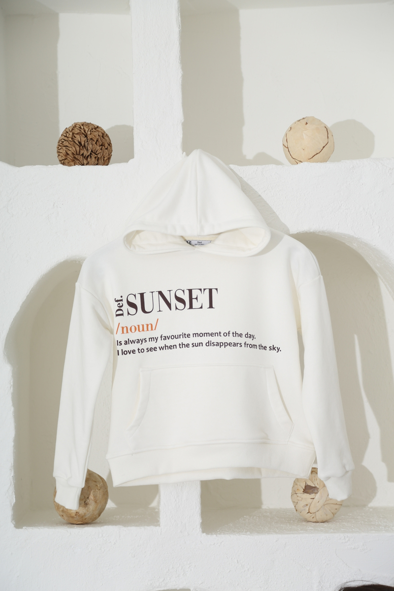 Ekru Sunset Baskılı Çocuk Sweatshirt 