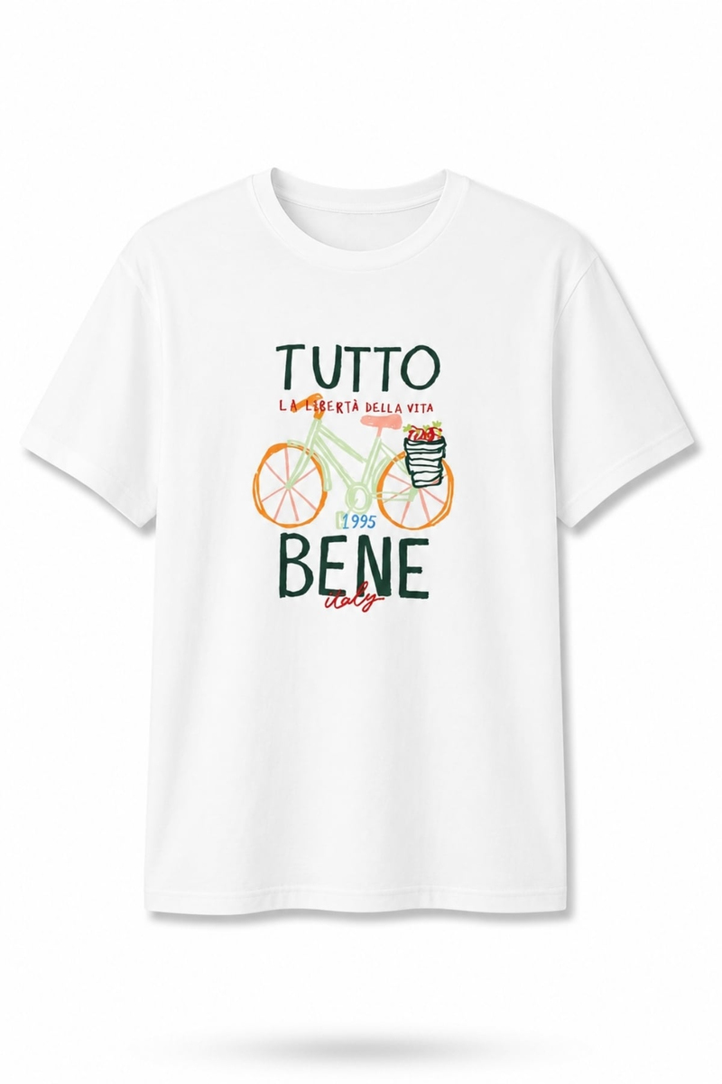 Ekru Tutto Bene Baskılı Tişört 8611