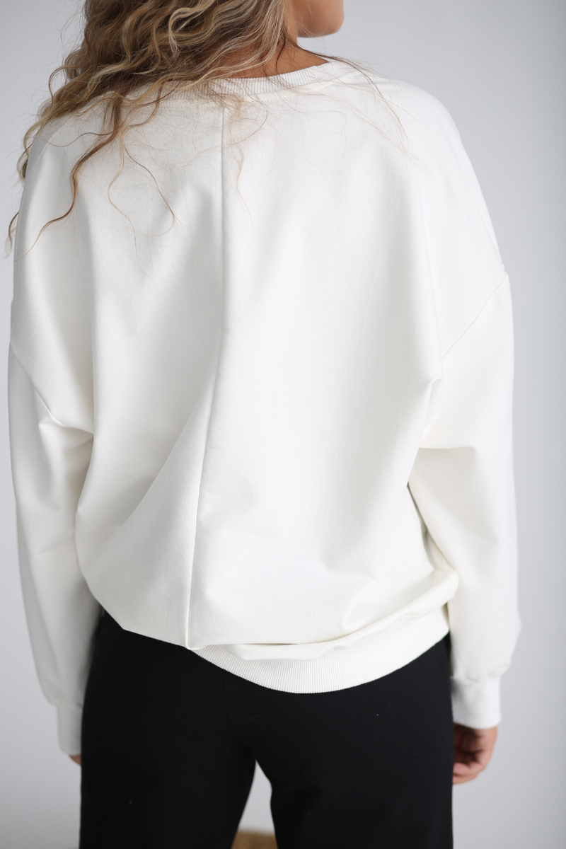 Ekru V Yaka Sweatshirt 4910