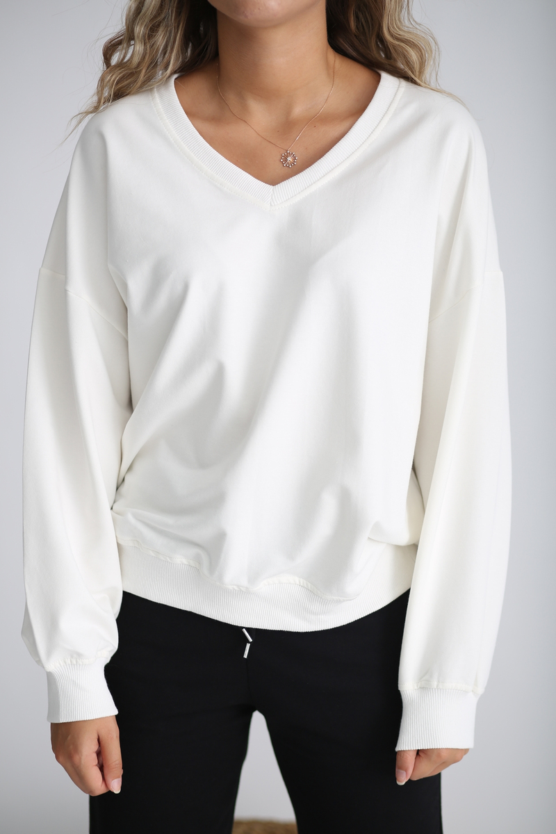 Ekru V Yaka Sweatshirt 4910