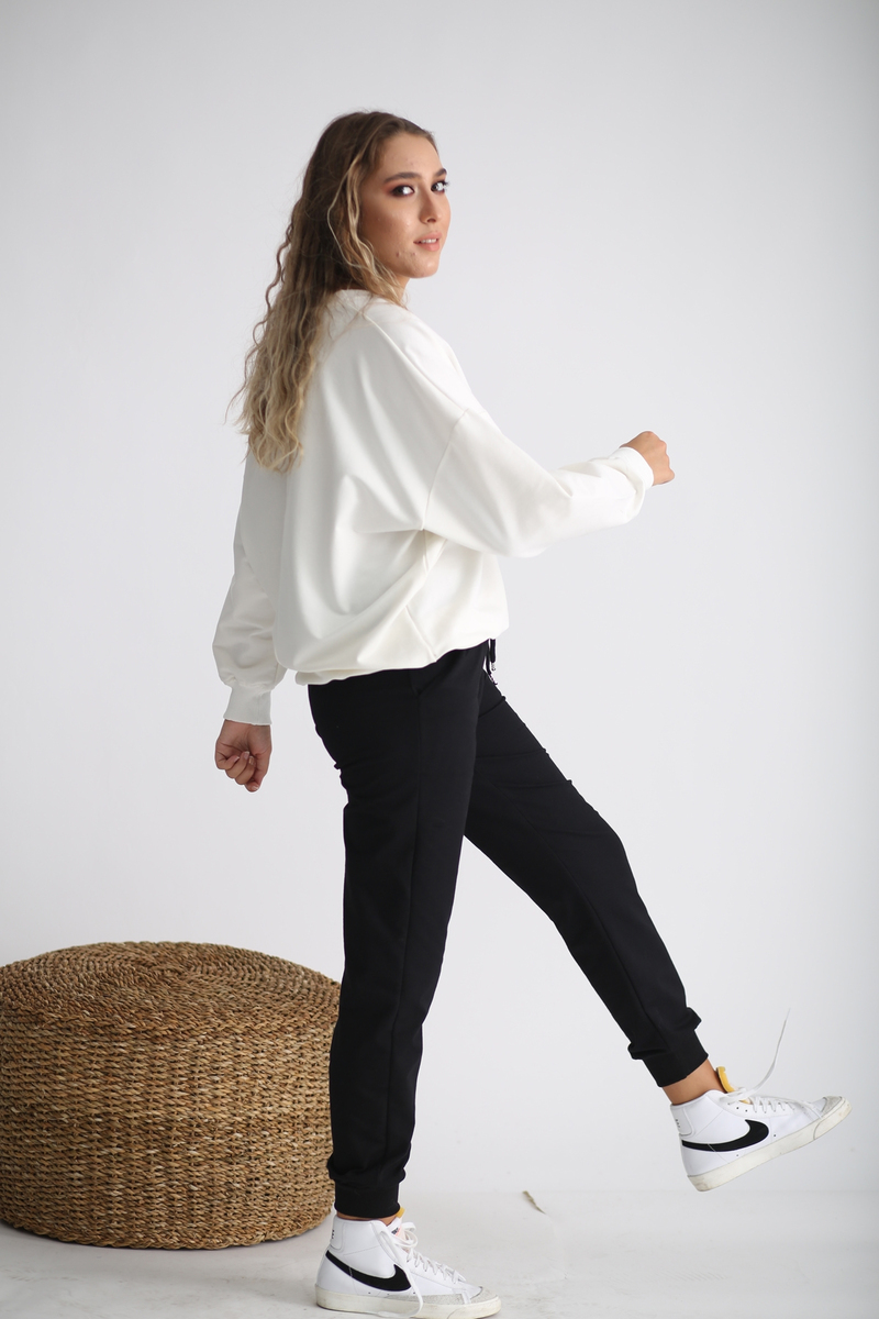 Ekru V Yaka Sweatshirt 4910