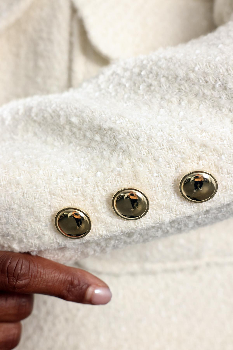 Ekru Yün Karışımlı Tüvit Ceket 03016