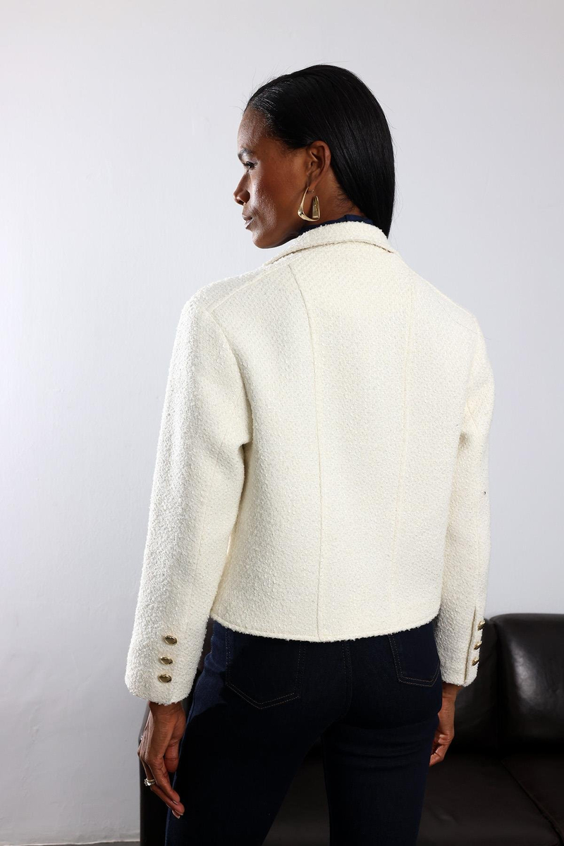 Ekru Yün Karışımlı Tüvit Ceket 03016