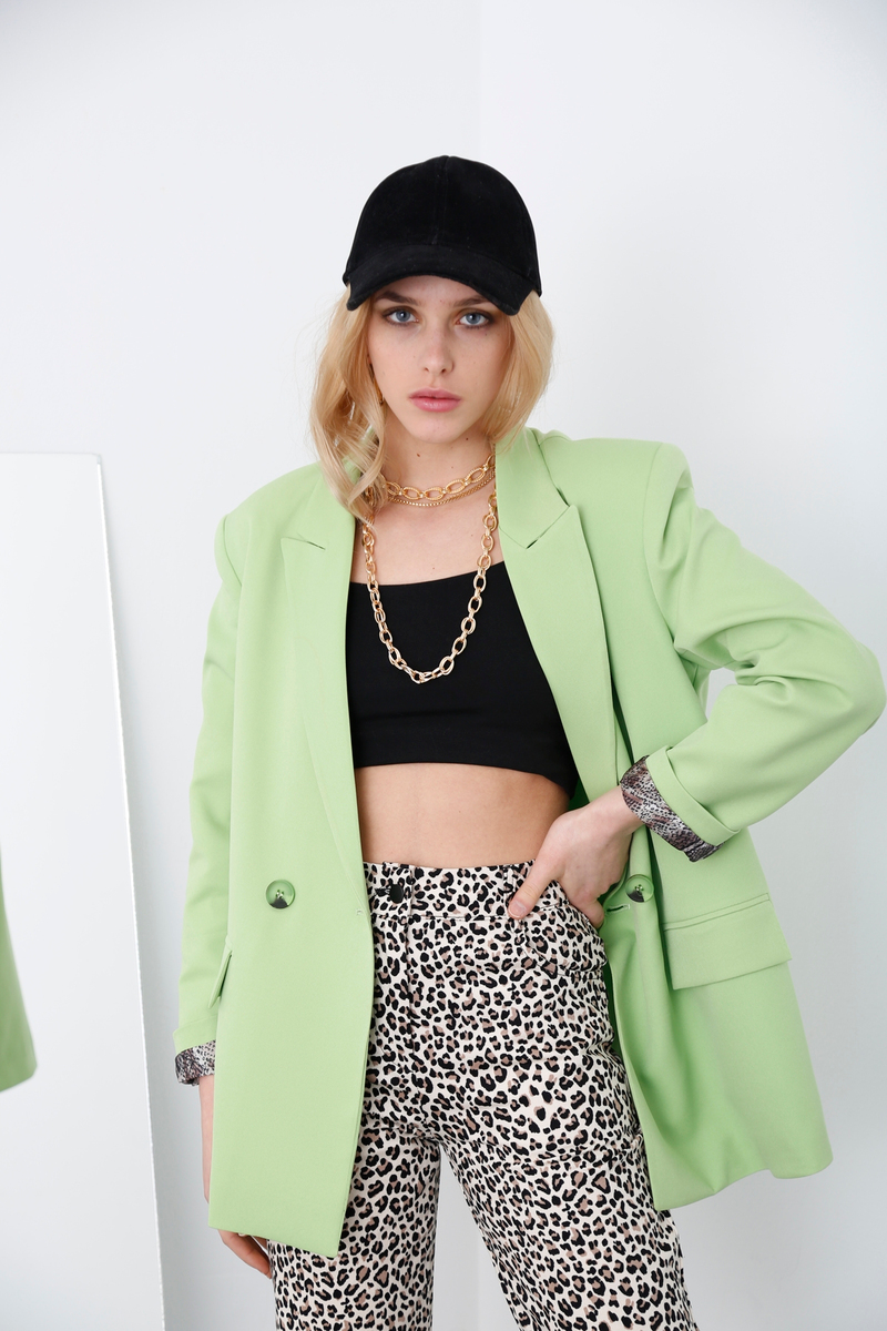 Fıstık Yeşili İki Düğme Blazer Ceket 