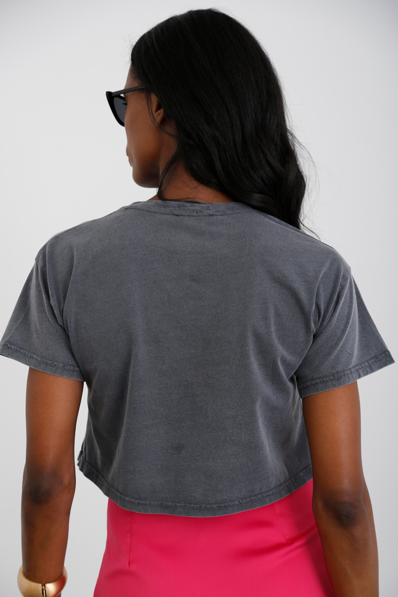 Füme Baskılı Crop Tshirt 19137
