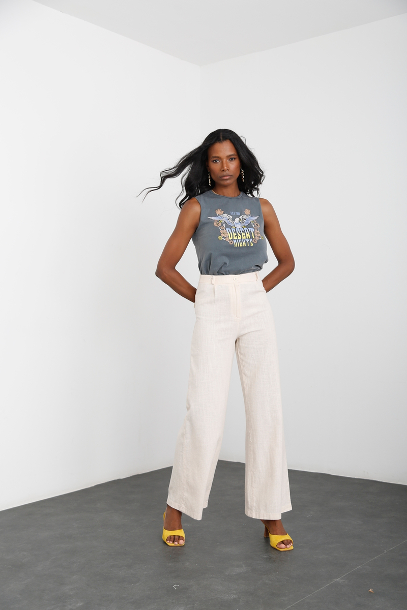 Füme Baskılı Kolsuz Tshirt 80622