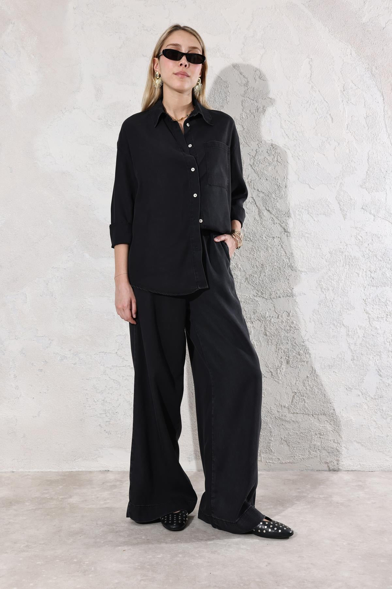 Füme Denim Gömlek Pantolon Takım 00528