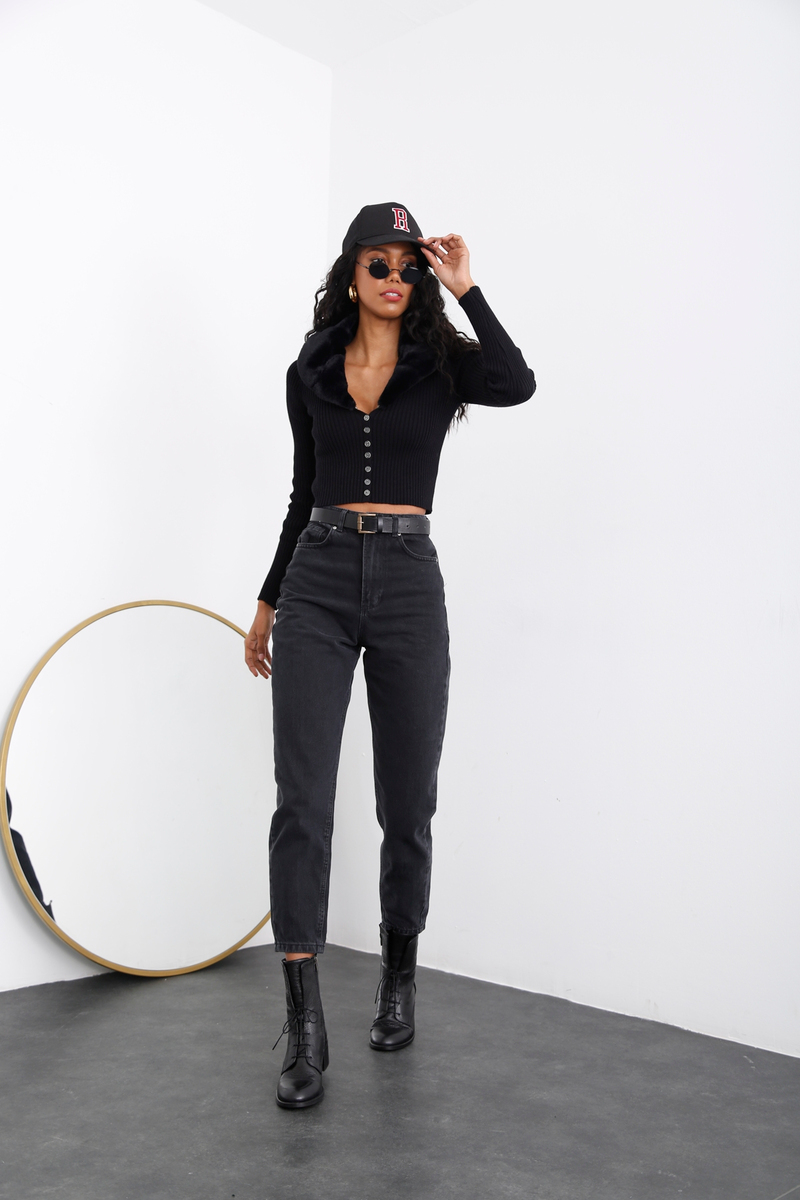 Füme Extra Yüksek Bel Mom Jean 21315