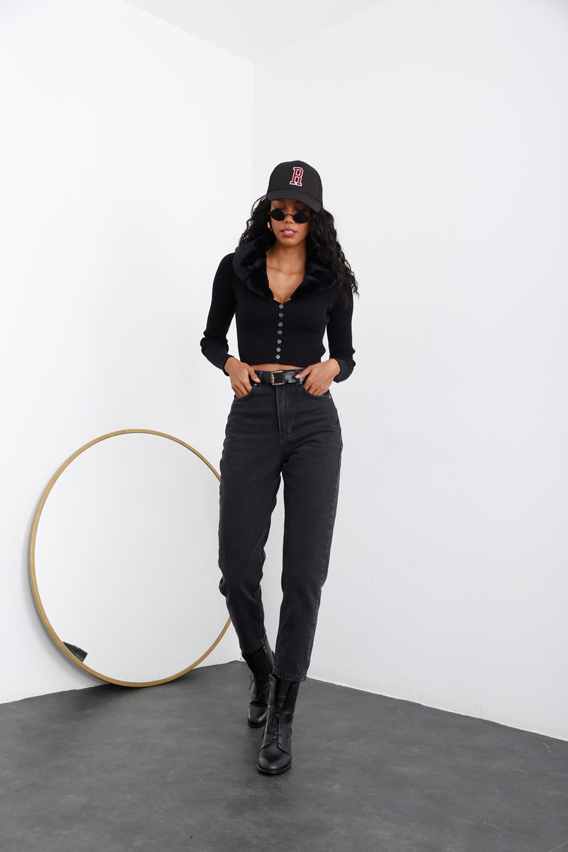 Füme Extra Yüksek Bel Mom Jean 21315