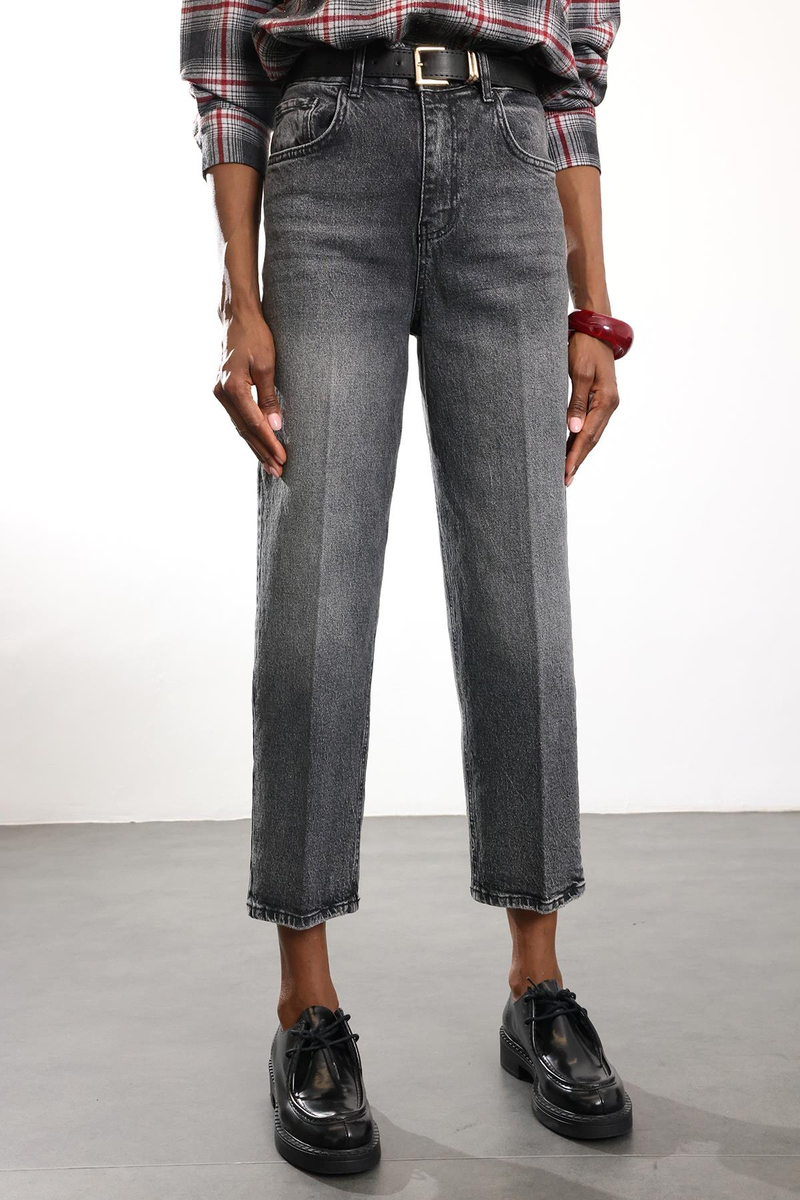 Füme Kemerli Baggy Jean 3010