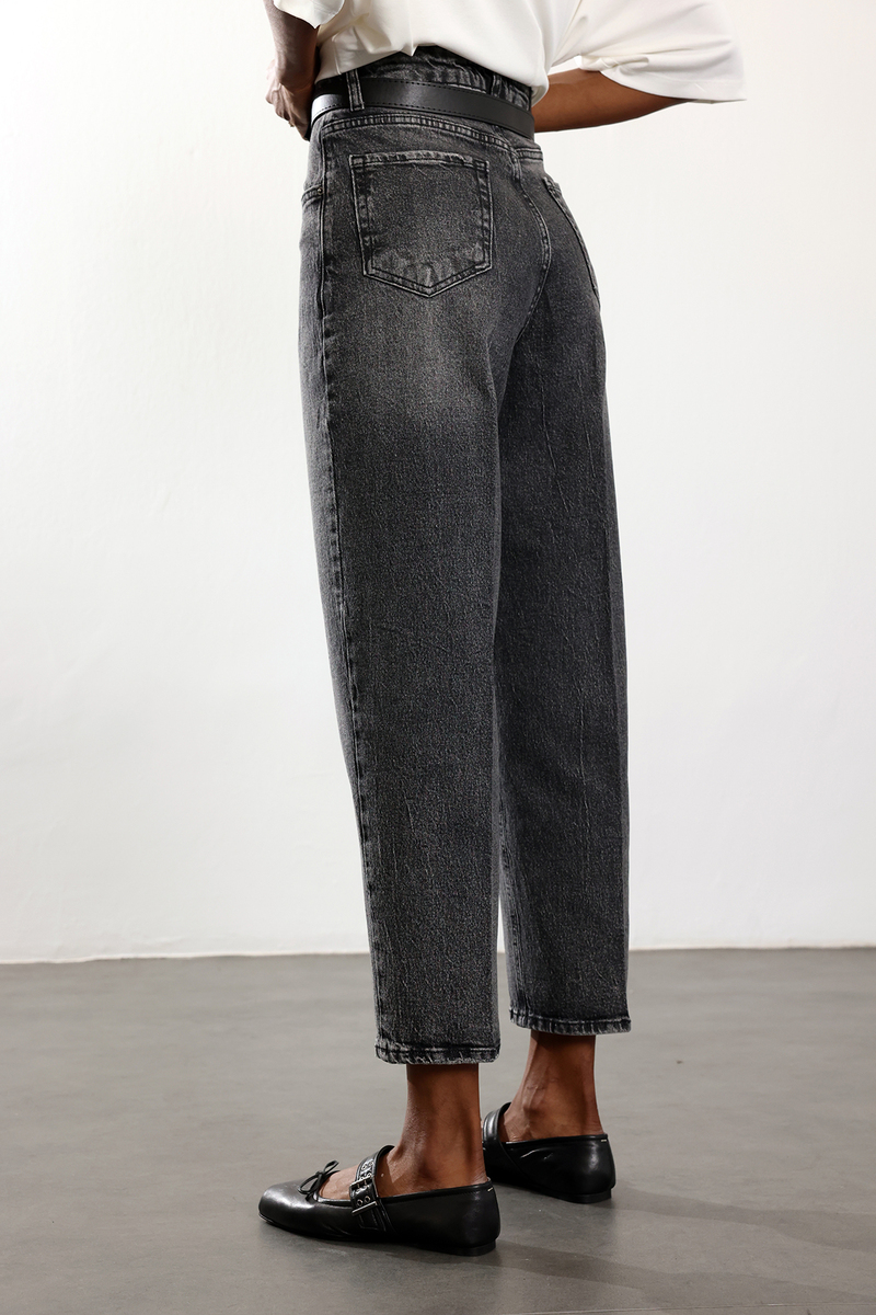 Füme Kemerli Baggy Jean 3010