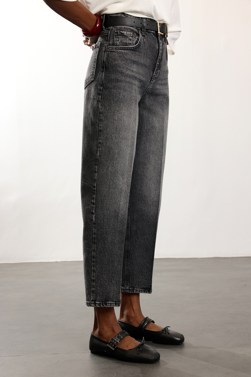 Füme Kemerli Baggy Jean 3010