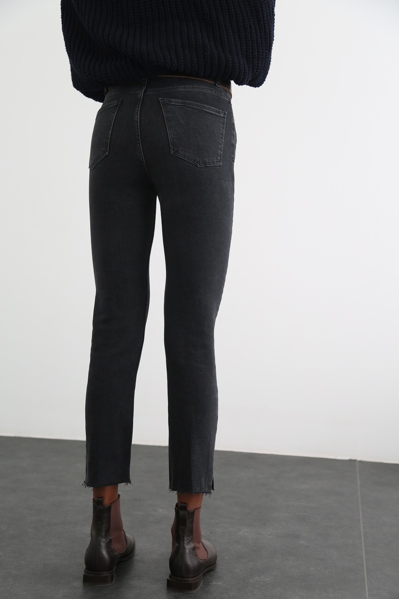 Füme Kesik Paça Yüksek Bel Mom Fit Jean 20388