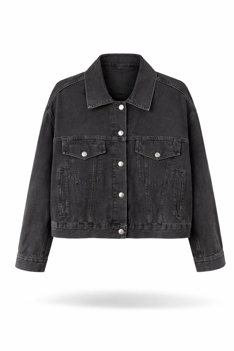 Füme Oversize Denim Ceket 