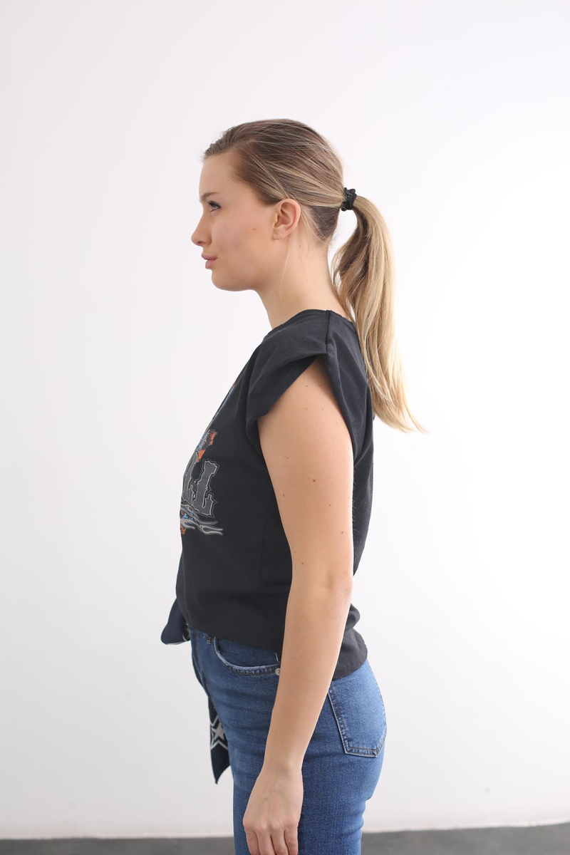 Füme Rock Baskılı Tshirt 