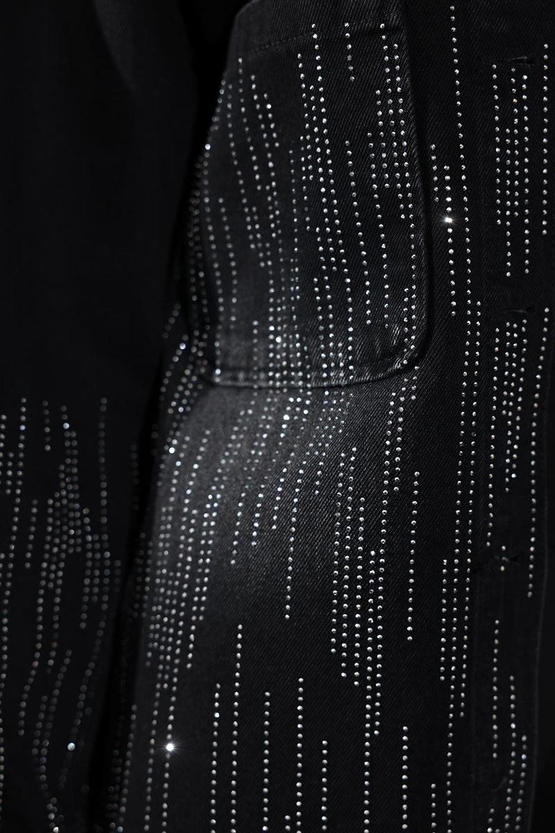 Füme Taş İşlemeli Denim Ceket 5103