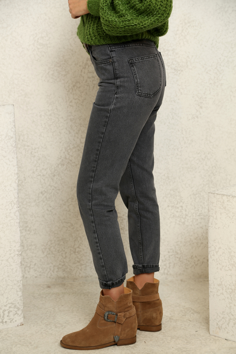 Füme Yüksek Bel Boyfriend Jean