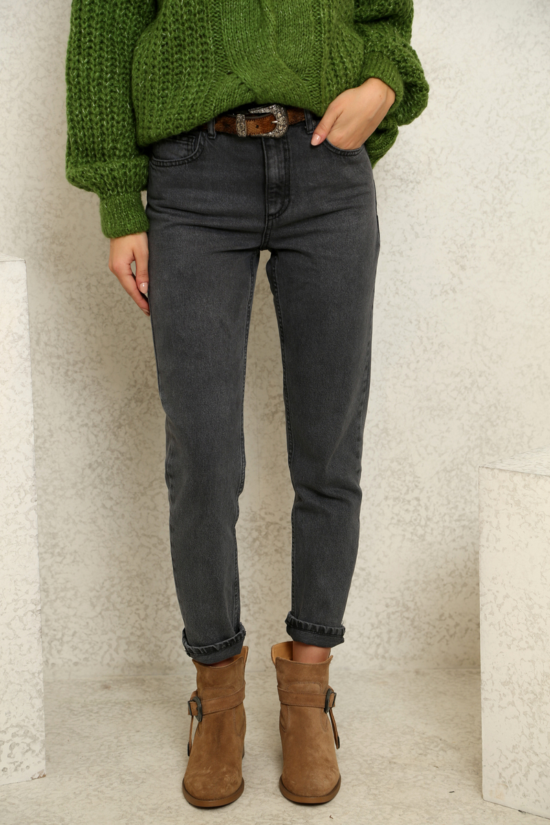 Füme Yüksek Bel Boyfriend Jean