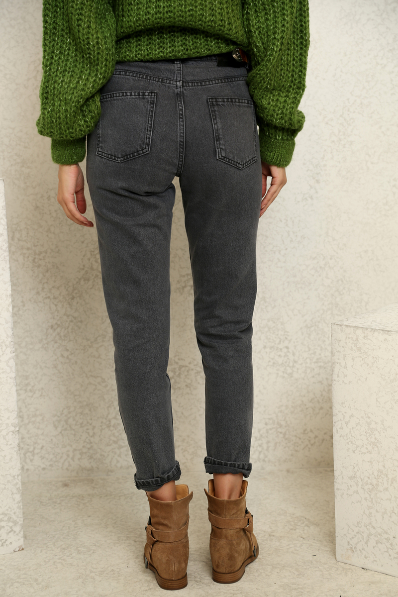 Füme Yüksek Bel Boyfriend Jean