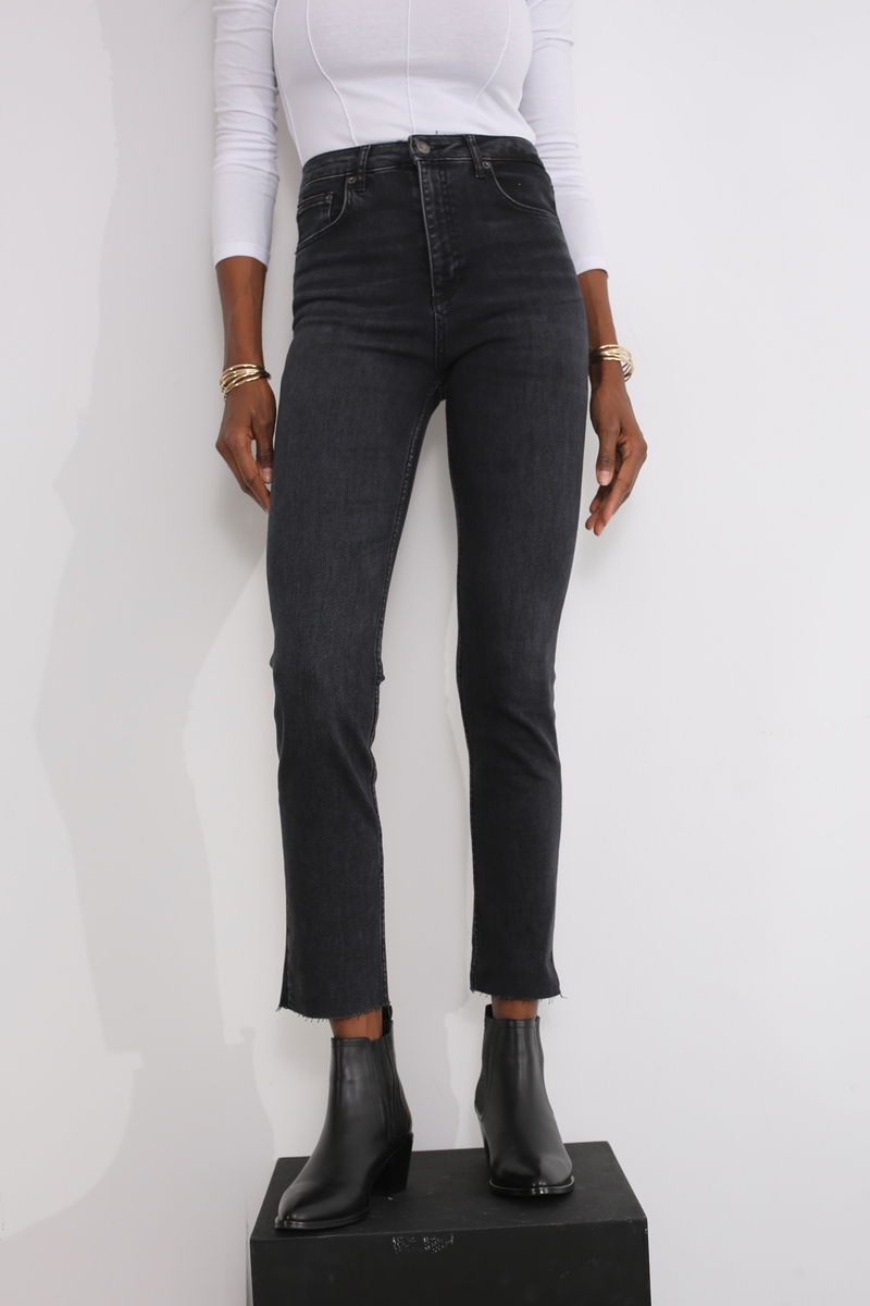 Füme Yüksek Bel Kesik Paça Jean 96