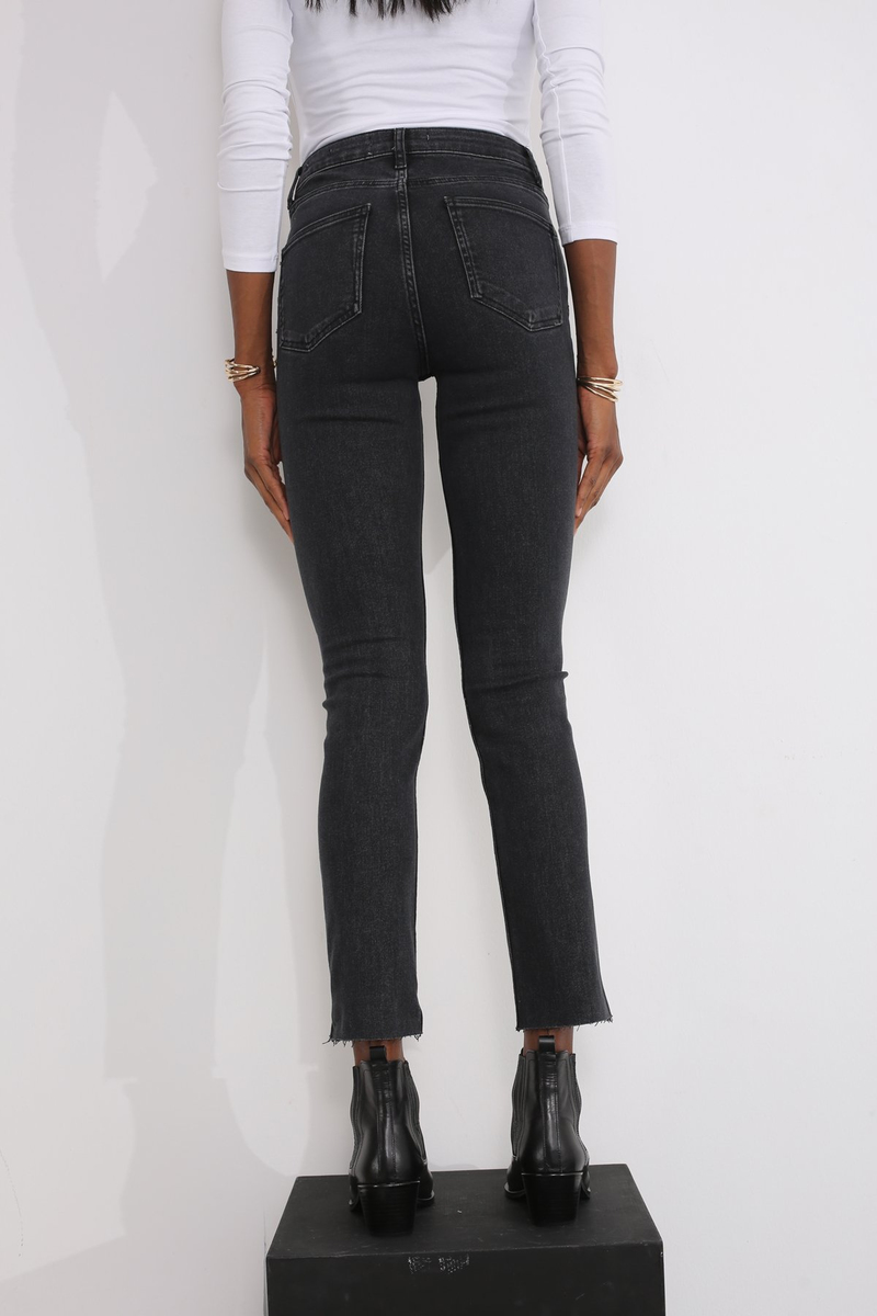 Füme Yüksek Bel Kesik Paça Jean 96