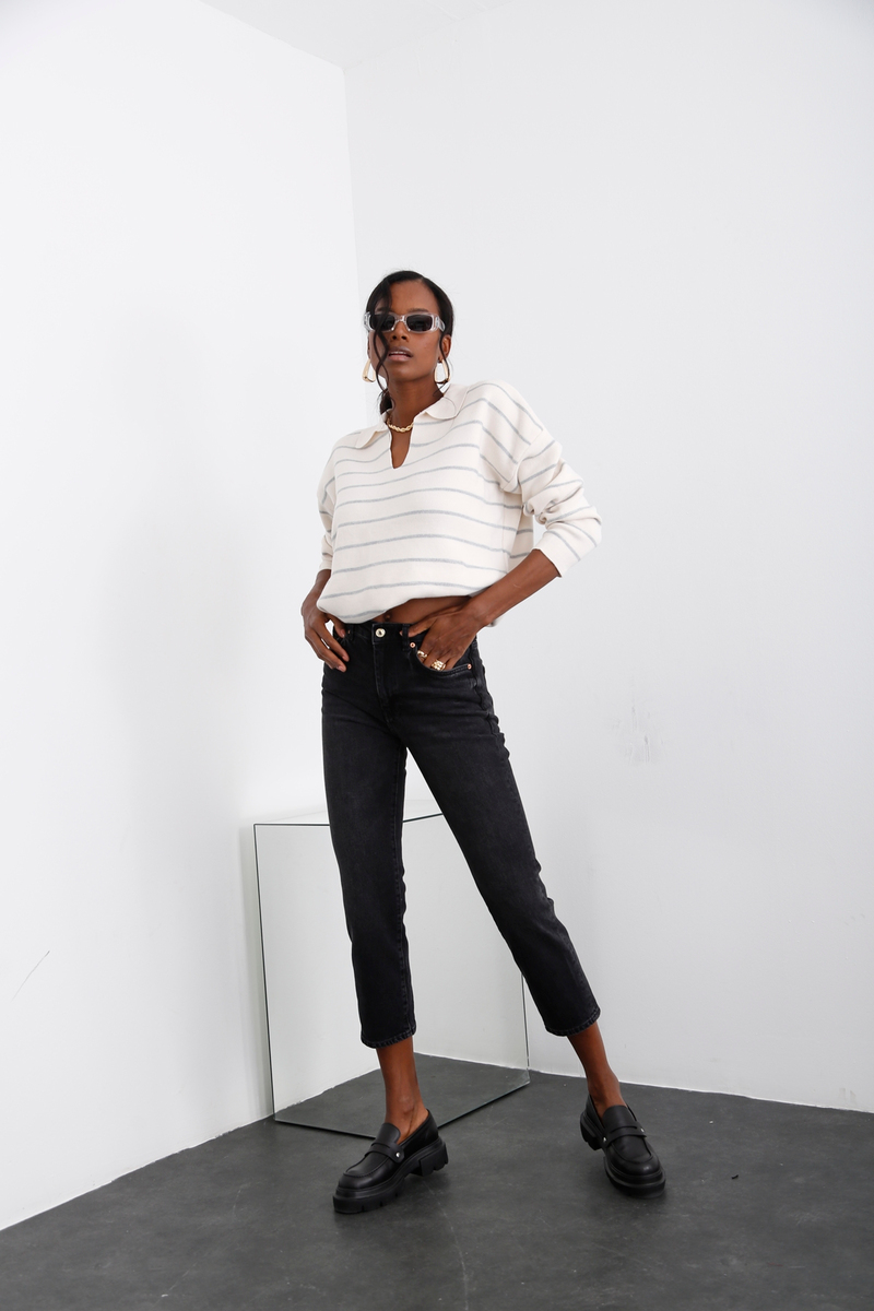 Füme Yüksek Bel Slim Fit Jean 