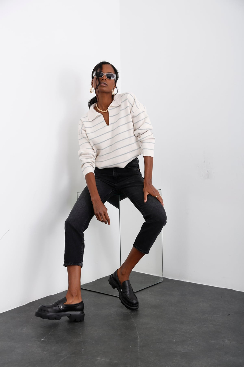 Füme Yüksek Bel Slim Fit Jean 