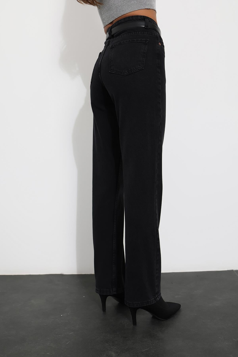 Füme Yüksek Bel Straight Fit Jean 