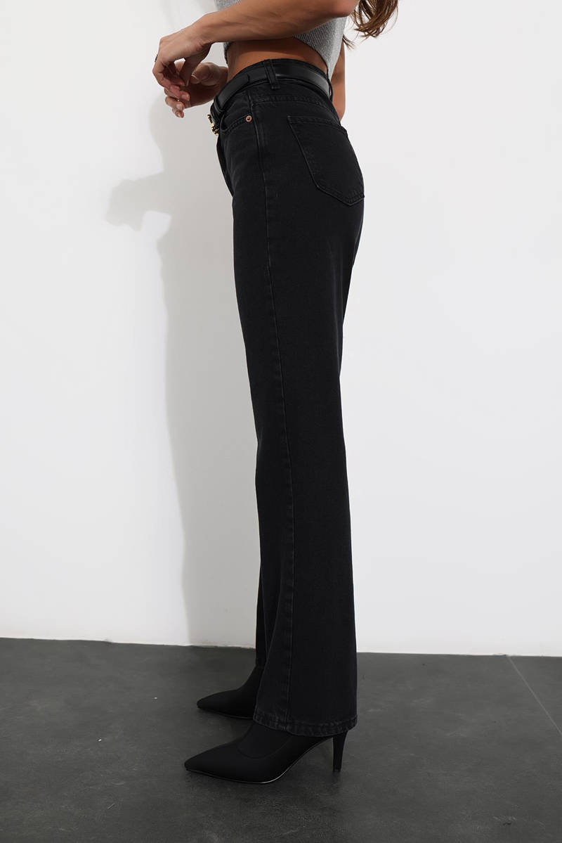 Füme Yüksek Bel Straight Fit Jean 