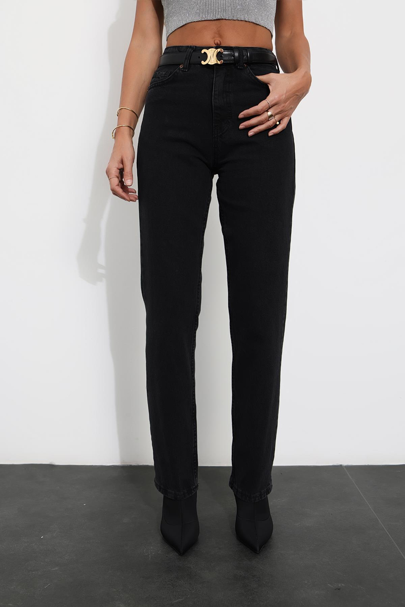 Füme Yüksek Bel Straight Fit Jean 