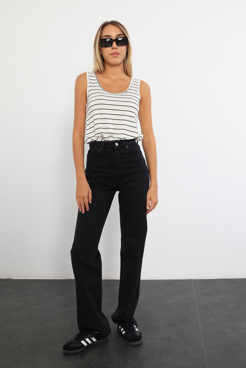 Füme Yüksek Bel Straight Fit Jean 2141