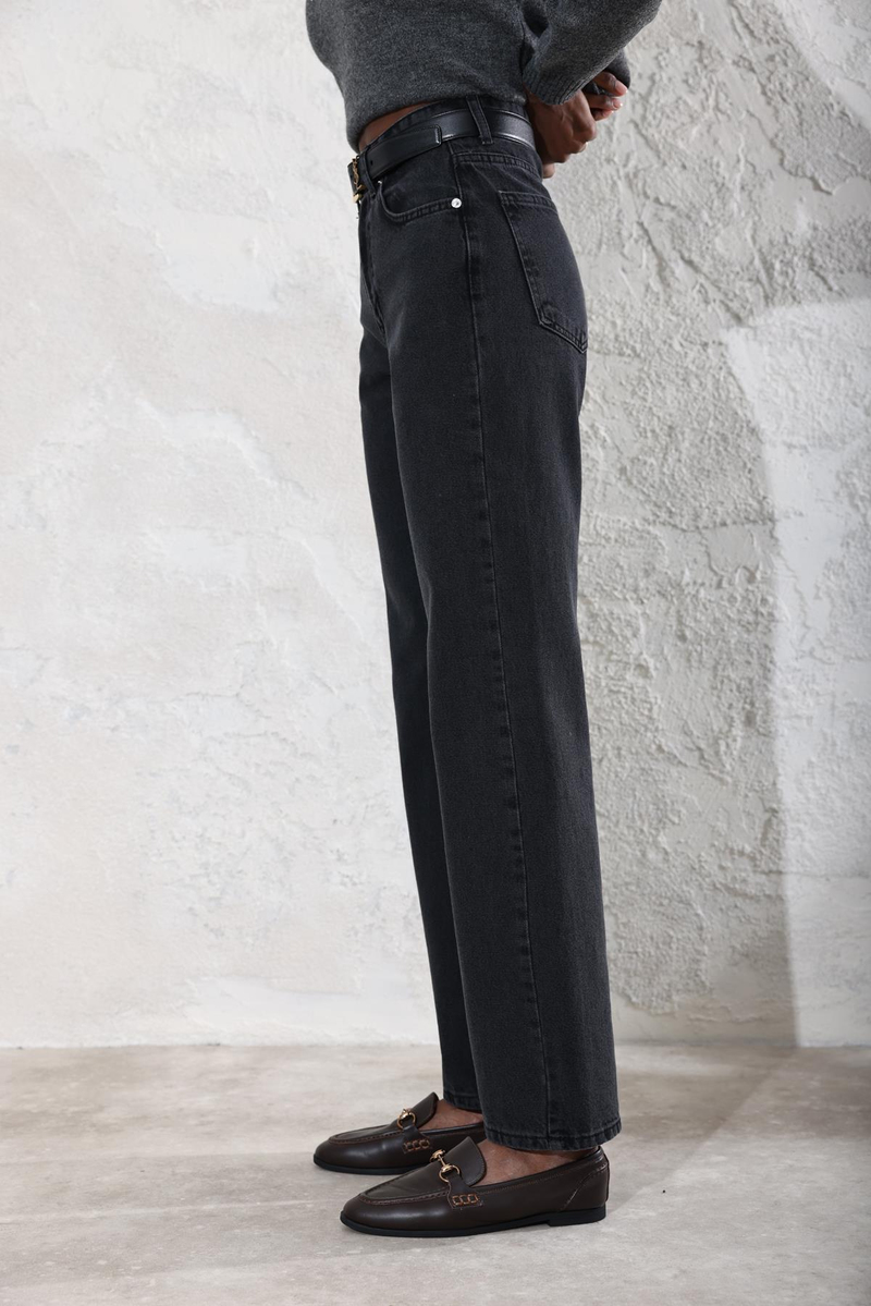 Füme Yüksek Bel Straight Jean 