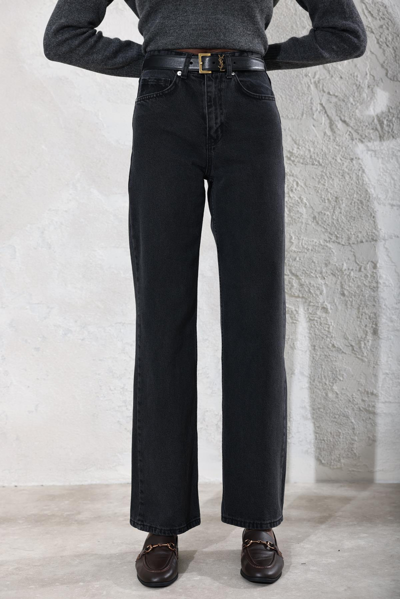 Füme Yüksek Bel Straight Jean 