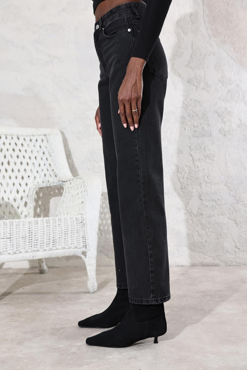Füme Yüksek Bel Taşlı Jean 