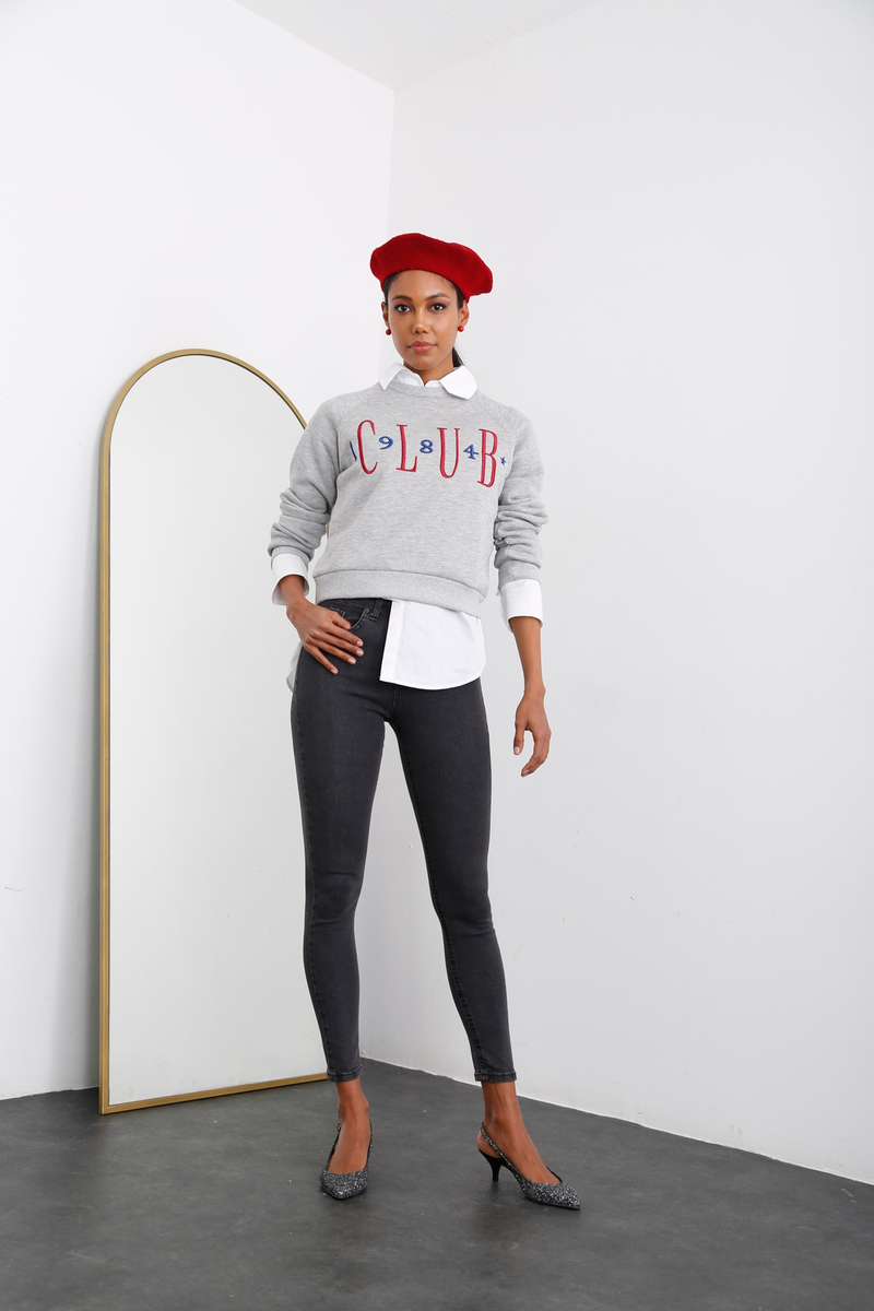 Füme Yüksek Bel Toparlayan Slim Fit Jean 