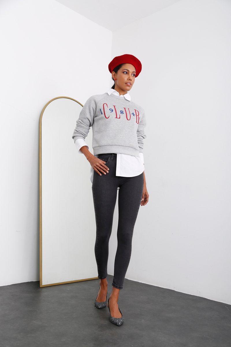Füme Yüksek Bel Toparlayan Slim Fit Jean 