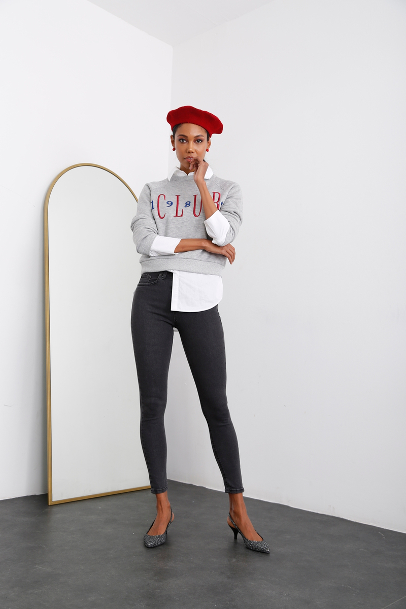 Füme Yüksek Bel Toparlayan Slim Fit Jean 