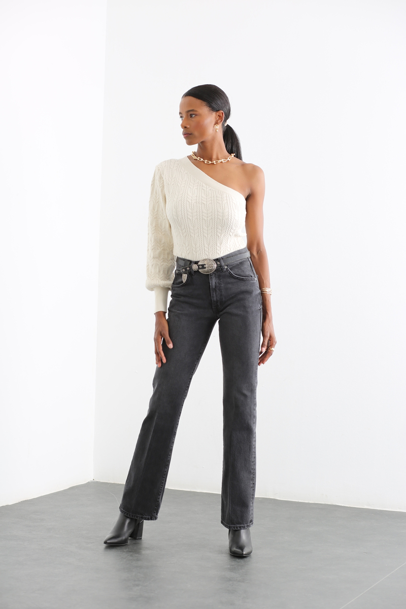 Füme Yüksek Bel Wide Leg Jean 